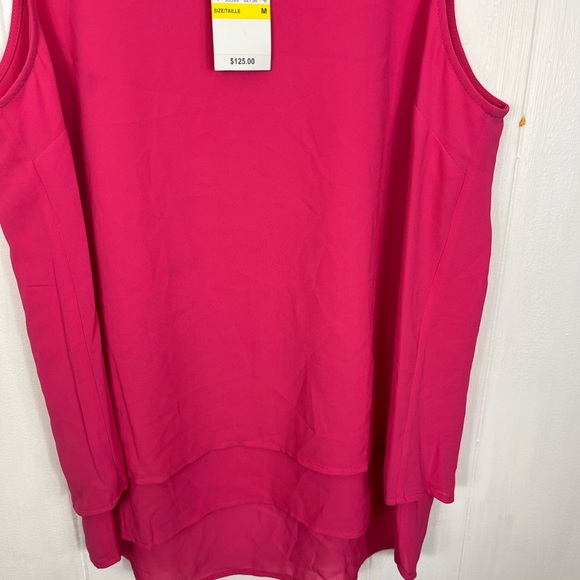 NWT Michael Kors Pink Fly Away Sleeveless Blouse Sz M - Picture 3 of 10